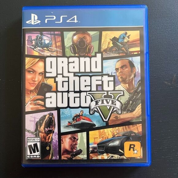 Grand Theft Auto Five GTA V 5 Sony Playstation 4 PS4 Case & Disc - Picture 1 of 3